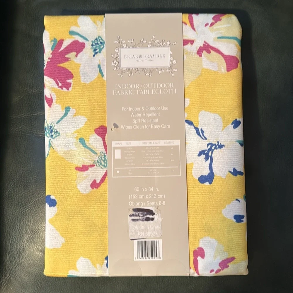 Briar & Bramble Yellow Floral Tablecloth-60x84-NWT